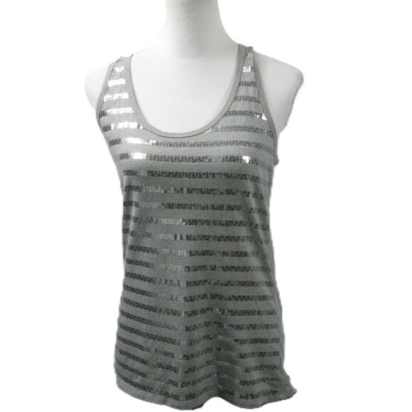 Rue 21 Gray/Silver Sequin Racerback Knit Tank Top Size XL - Picture 1 of 6